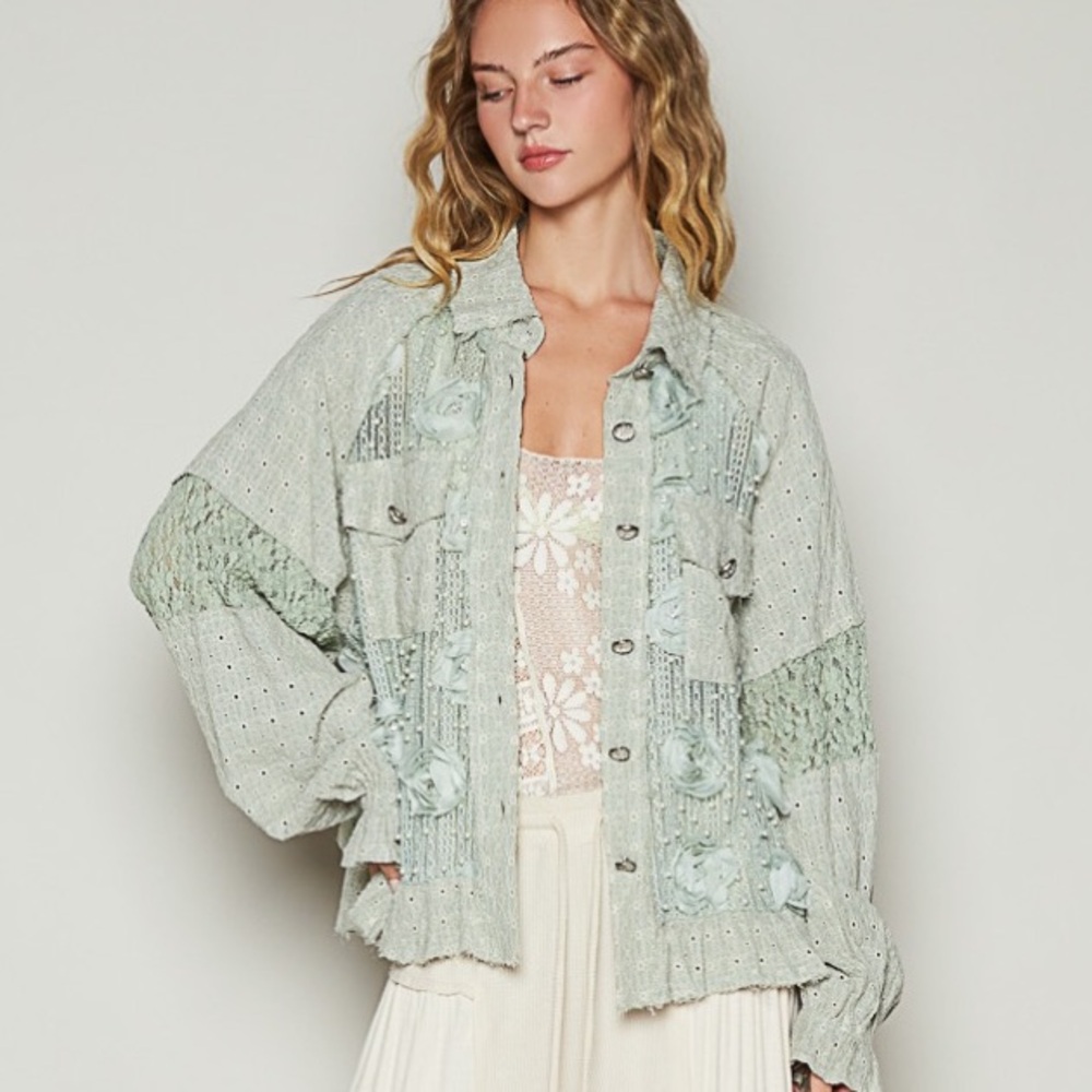 91 ❤️POL lace fabric Pearl jacket - Picture 5 of 6